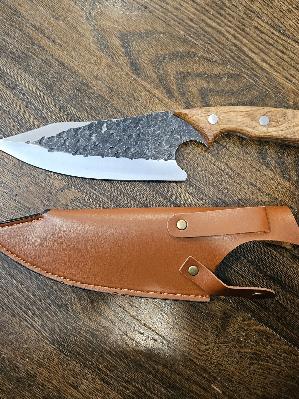 Siedo Handcrafted Brown Wood Carbon Steel Japanese Senjutsu Butcher Knife